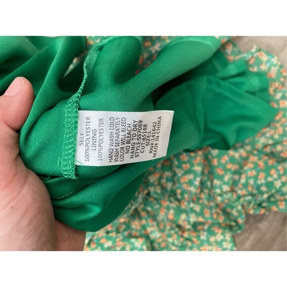 She + Sky NWT Green Floral Ruffle Dress Empire Waist Size Large - Picture 11 of 13